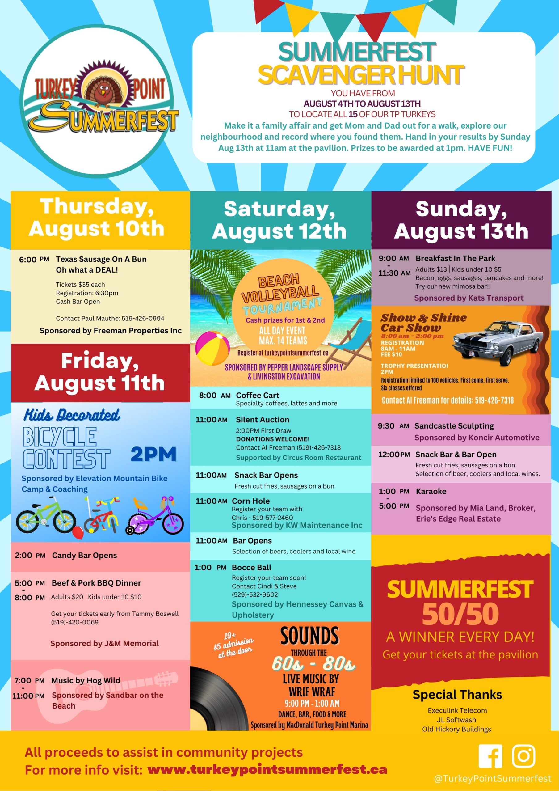 2023 Events Schedule Turkey Point Summerfest